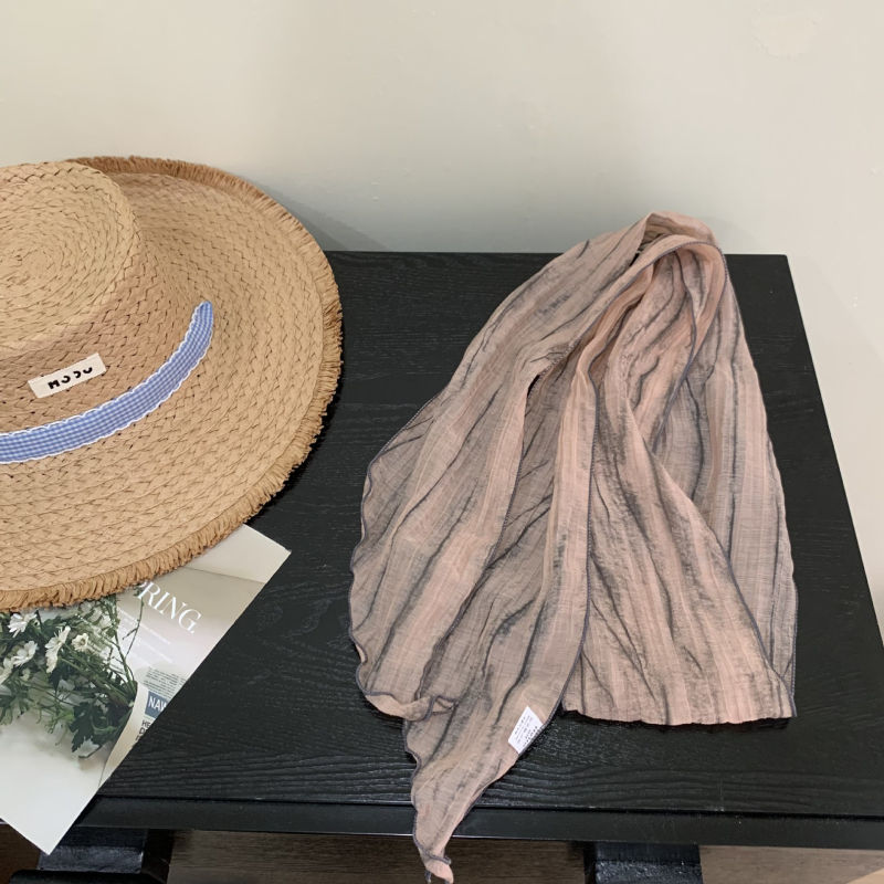 Šal od pamuka i lana s otiskom, warp-knit tkanje, ljeto izdanje, literarno retro stil