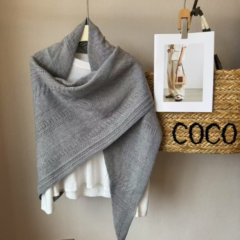 Ženski vuneni trokutasti šal, monohromatski uzorak, warp-knit tkanina, Jacquard obrada, održava toplinu