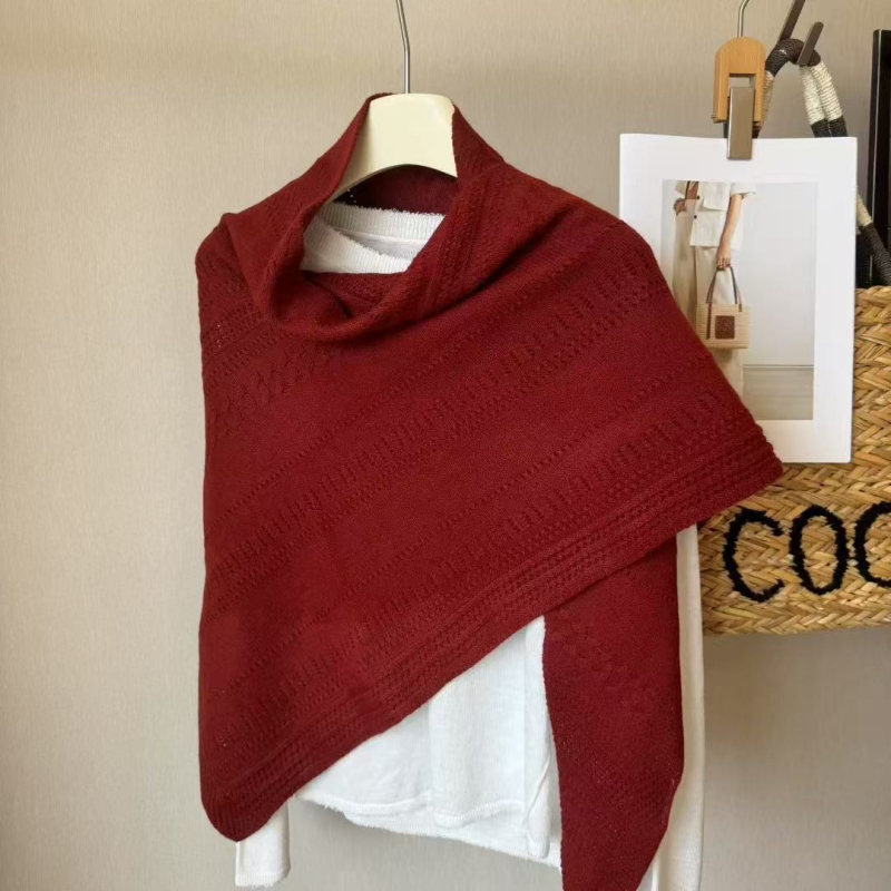 Ženski vuneni trokutasti šal, monohromatski uzorak, warp-knit tkanina, Jacquard obrada, održava toplinu