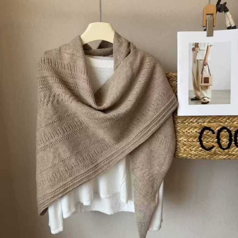 Ženski vuneni trokutasti šal, monohromatski uzorak, warp-knit tkanina, Jacquard obrada, održava toplinu