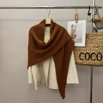 Дамски триъгълен шал, японско-корейски стил, полиестер, монохромен модел, жакардова тъкан