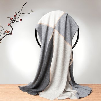 Κασμίρ warp-πλεκτός μεγάλος σάλι με σχέδιο συντονισμού, ζεστός για φθινόπωρο-χειμώνα