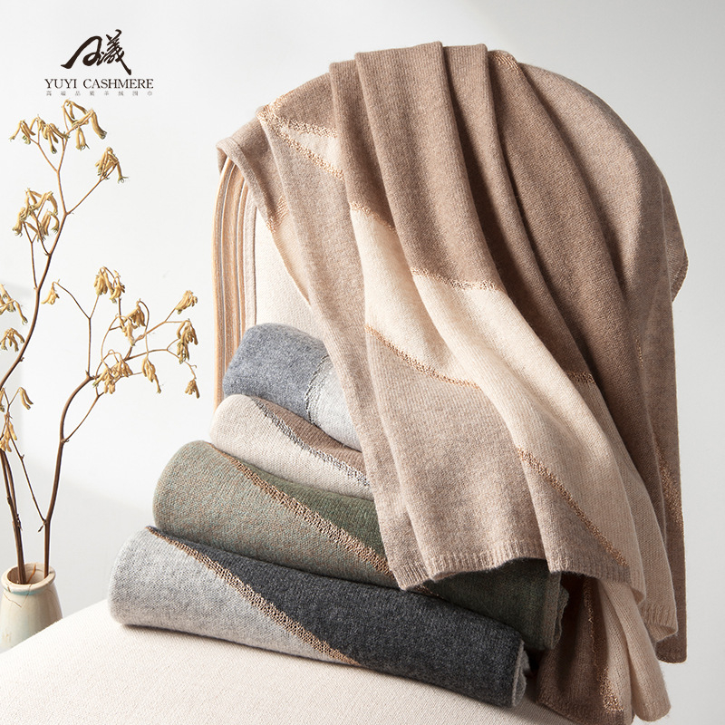 Κασμίρ warp-πλεκτός μεγάλος σάλι με σχέδιο συντονισμού, ζεστός για φθινόπωρο-χειμώνα