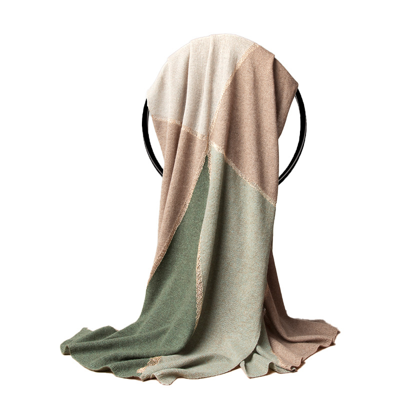 Κασμίρ warp-πλεκτός μεγάλος σάλι με σχέδιο συντονισμού, ζεστός για φθινόπωρο-χειμώνα