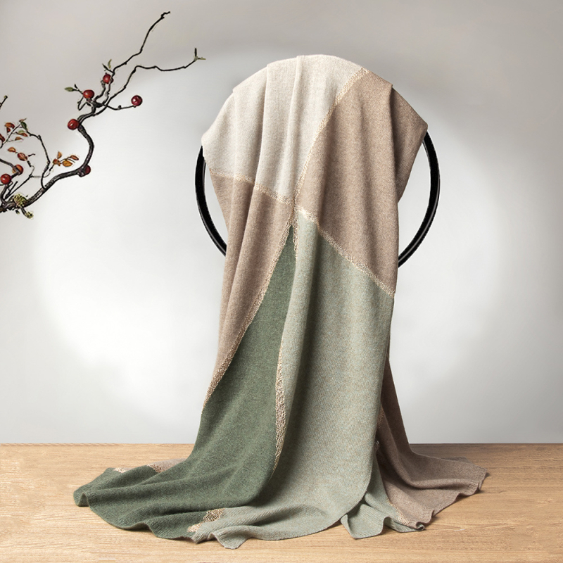 Κασμίρ warp-πλεκτός μεγάλος σάλι με σχέδιο συντονισμού, ζεστός για φθινόπωρο-χειμώνα