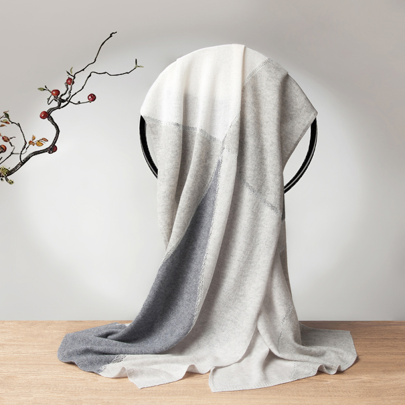 Κασμίρ warp-πλεκτός μεγάλος σάλι με σχέδιο συντονισμού, ζεστός για φθινόπωρο-χειμώνα