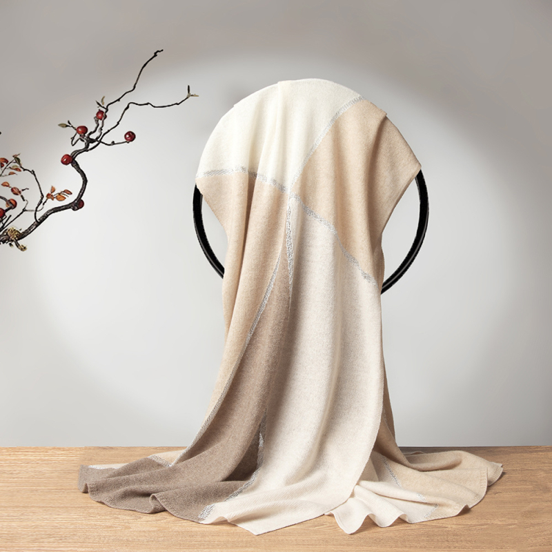 Κασμίρ warp-πλεκτός μεγάλος σάλι με σχέδιο συντονισμού, ζεστός για φθινόπωρο-χειμώνα