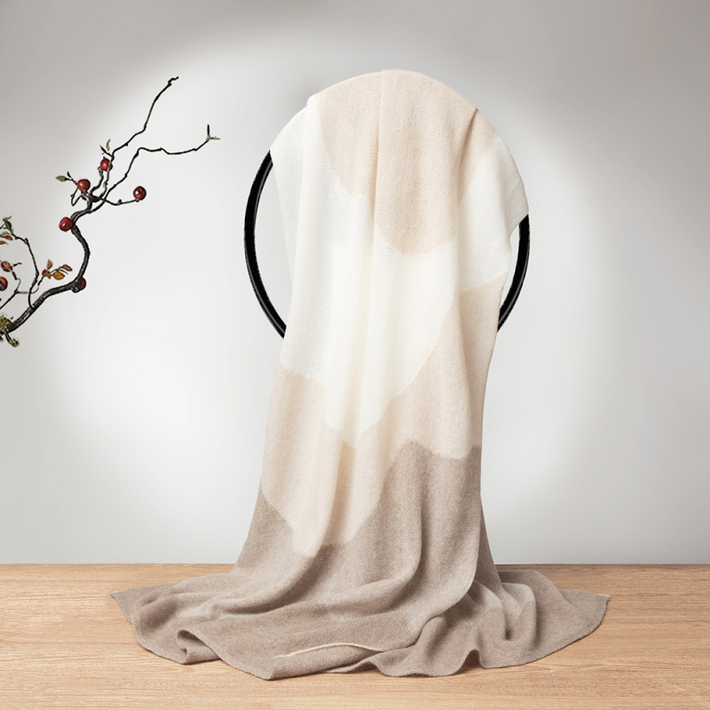 Κασμίρ warp-πλεκτός μεγάλος σάλι με σχέδιο συντονισμού, ζεστός για φθινόπωρο-χειμώνα