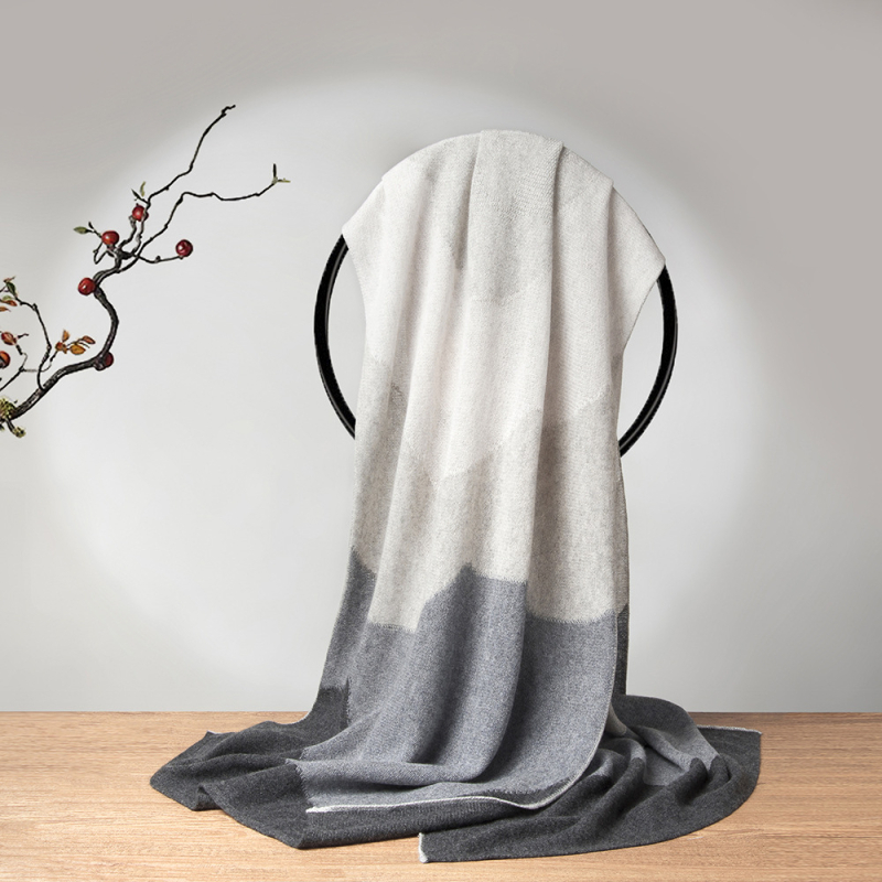 Κασμίρ warp-πλεκτός μεγάλος σάλι με σχέδιο συντονισμού, ζεστός για φθινόπωρο-χειμώνα