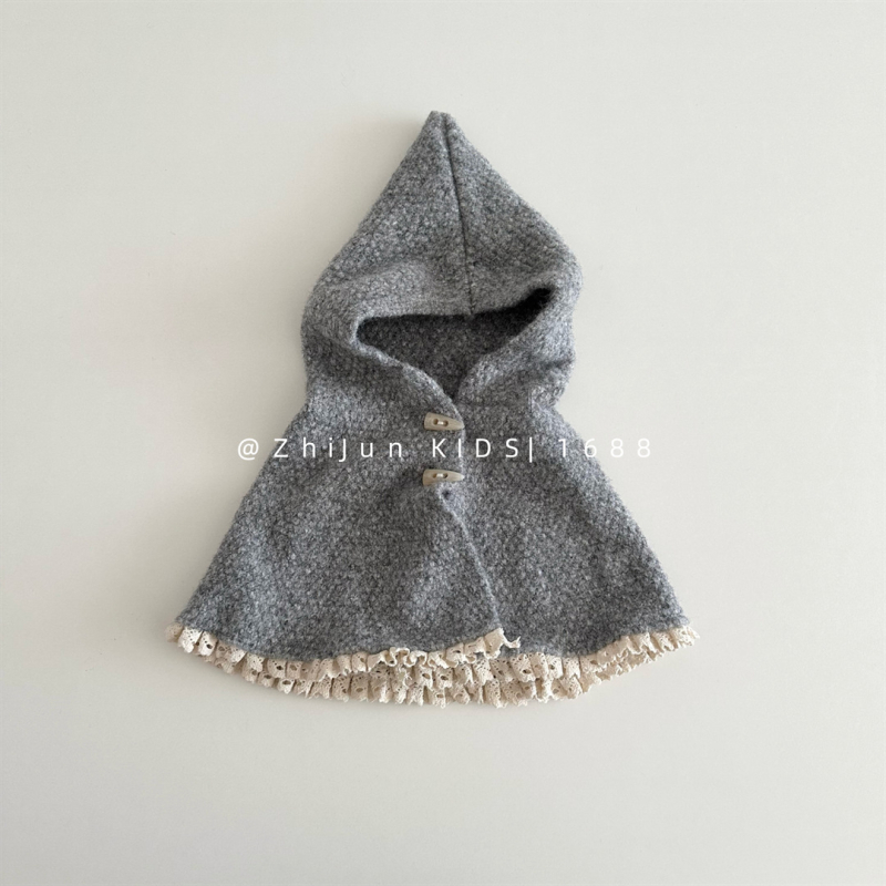 Set poncho tricotat pentru bebeluți cu pălărie elf (lână • warp knit • iarnă • pentru fete • stil Japonez/Koreean Dulce)