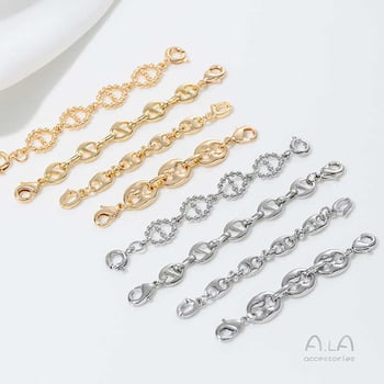 Produžna ogrlica s japanskim lancem, dvostruko kopčanje, pozlaćeni legirani materijal, originalni dizajn, dodatak za ogrlicu s perlama