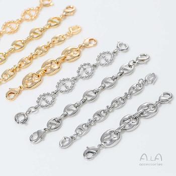 Produžna ogrlica s japanskim lancem, dvostruko kopčanje, pozlaćeni legirani materijal, originalni dizajn, dodatak za ogrlicu s perlama