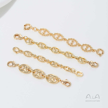 Produžna ogrlica s japanskim lancem, dvostruko kopčanje, pozlaćeni legirani materijal, originalni dizajn, dodatak za ogrlicu s perlama