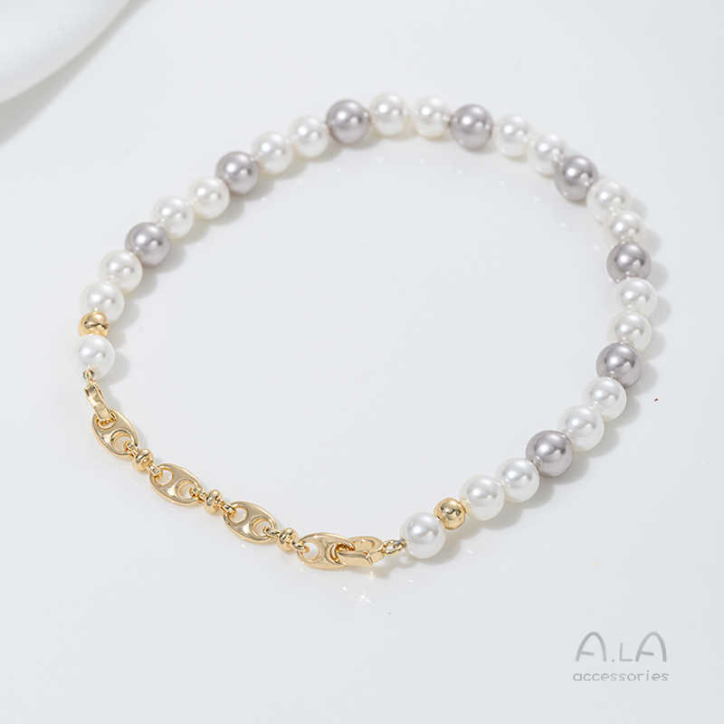 Produžna ogrlica s japanskim lancem, dvostruko kopčanje, pozlaćeni legirani materijal, originalni dizajn, dodatak za ogrlicu s perlama