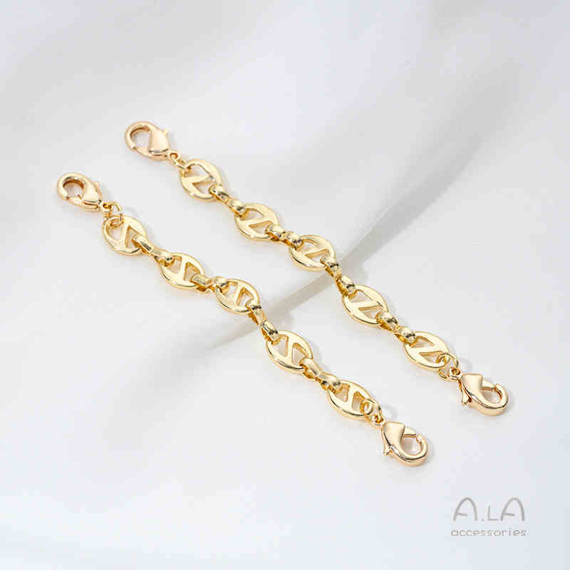 Produžna ogrlica s japanskim lancem, dvostruko kopčanje, pozlaćeni legirani materijal, originalni dizajn, dodatak za ogrlicu s perlama