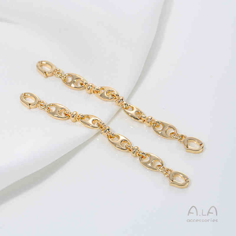 Produžna ogrlica s japanskim lancem, dvostruko kopčanje, pozlaćeni legirani materijal, originalni dizajn, dodatak za ogrlicu s perlama