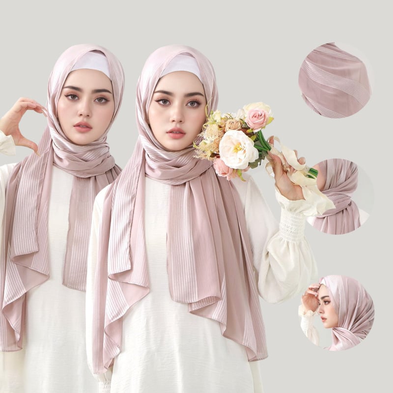 Šal-turban od modalnog šifona, prozračan, elastičan, s perlama (Veličina 180×75 cm)