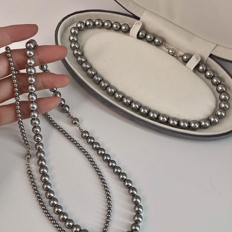 Mesterséges gyöngy nyaklánc elektroplattált felülettel, U-alakú kialakítás, gyöngy lánc, medál mesterséges kristályból