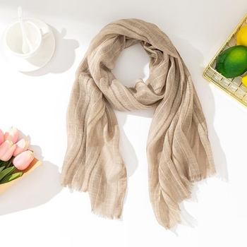 Шал от памук и лен, свеж и сладък стил, warp тъкане, есенен сезон