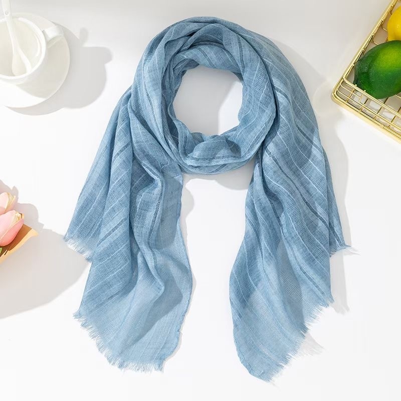 Шал от памук и лен, свеж и сладък стил, warp тъкане, есенен сезон