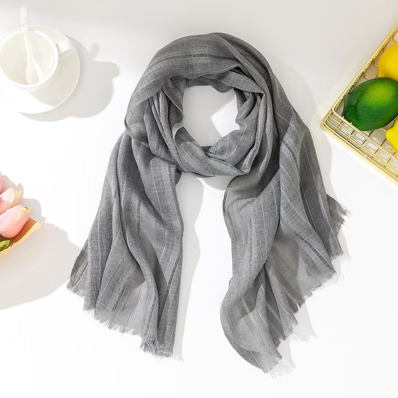 Шал от памук и лен, свеж и сладък стил, warp тъкане, есенен сезон