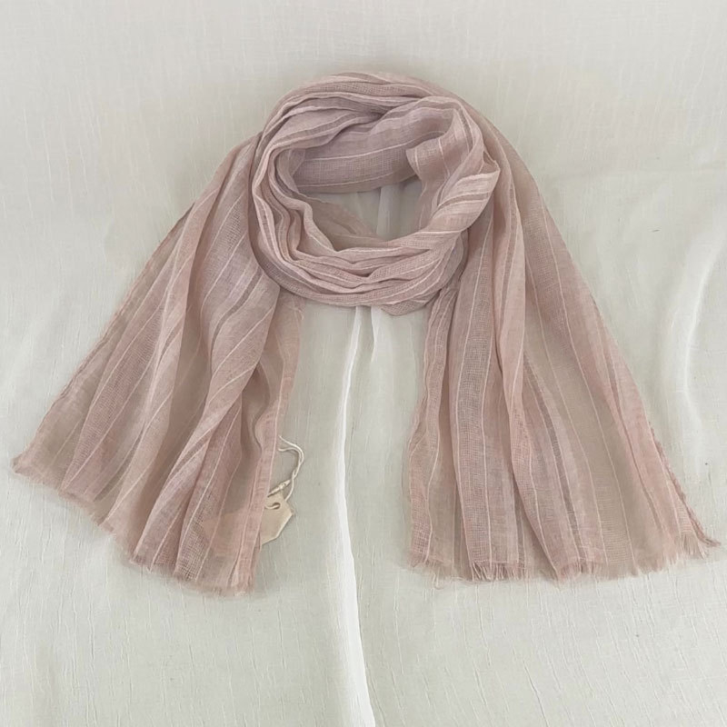 Шал от памук и лен, свеж и сладък стил, warp тъкане, есенен сезон