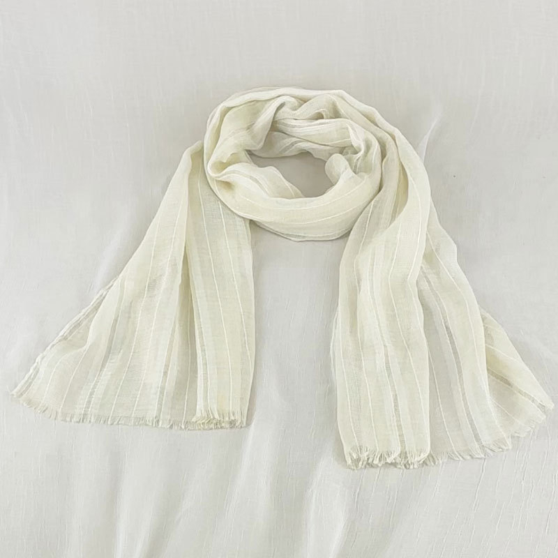 Шал от памук и лен, свеж и сладък стил, warp тъкане, есенен сезон