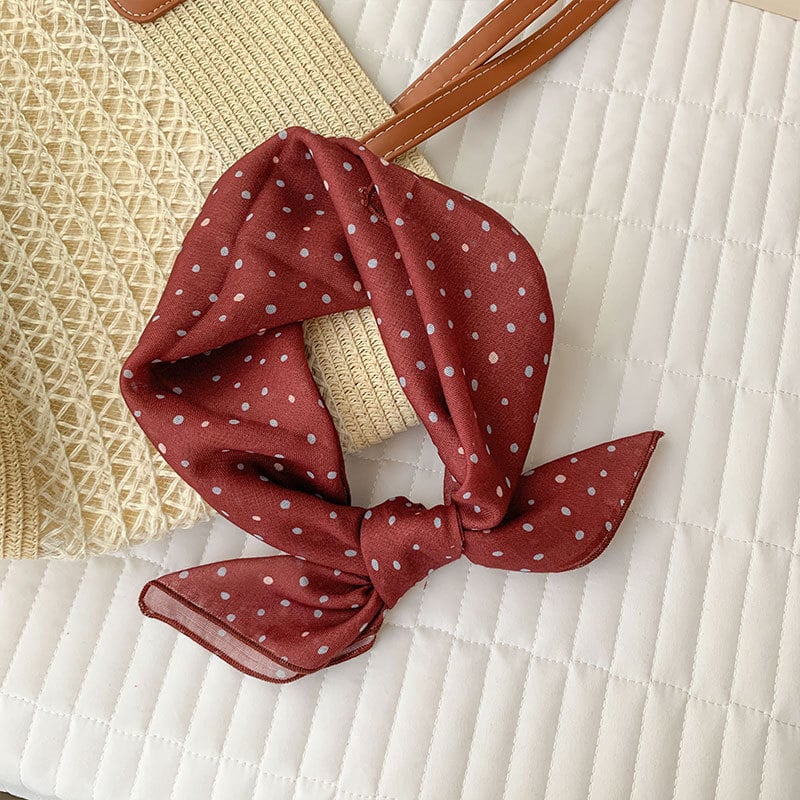 Pöttyös poliészter négyszögletes sál, warp-knit textúra, őszi viselésre, sokoldalú nyak-kiegészítő