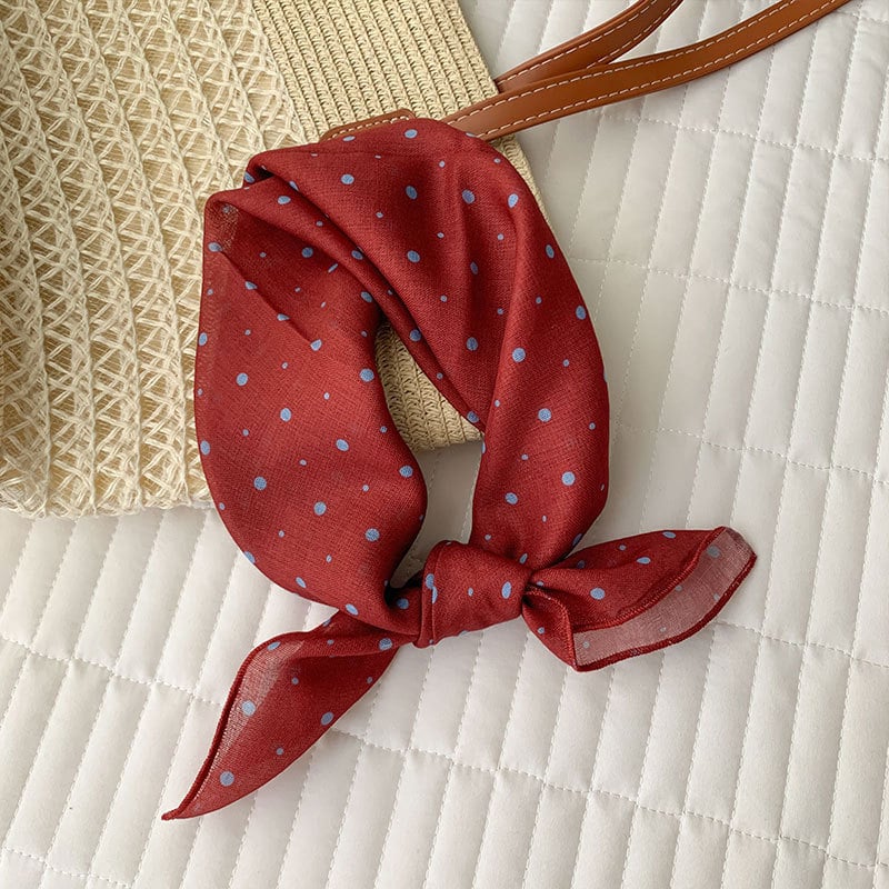 Pöttyös poliészter négyszögletes sál, warp-knit textúra, őszi viselésre, sokoldalú nyak-kiegészítő