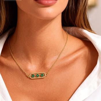 Komplekts: Kaklarota un rokassprādze ar četru lapu laimi no vara un cirkonu — vara ielikts ar cirkoniem, elektroplakēšana, sievietēm luksusa stils