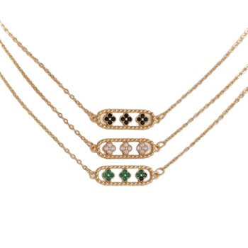 Komplekts: Kaklarota un rokassprādze ar četru lapu laimi no vara un cirkonu — vara ielikts ar cirkoniem, elektroplakēšana, sievietēm luksusa stils