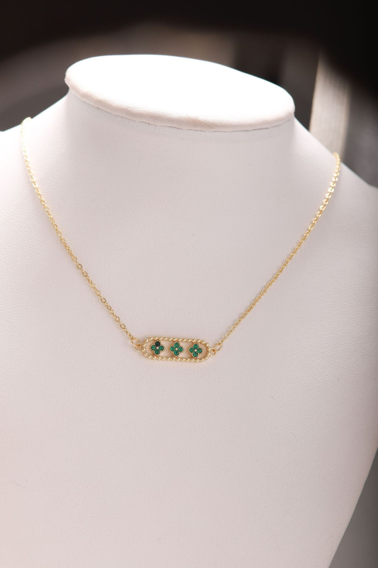 Komplekts: Kaklarota un rokassprādze ar četru lapu laimi no vara un cirkonu — vara ielikts ar cirkoniem, elektroplakēšana, sievietēm luksusa stils