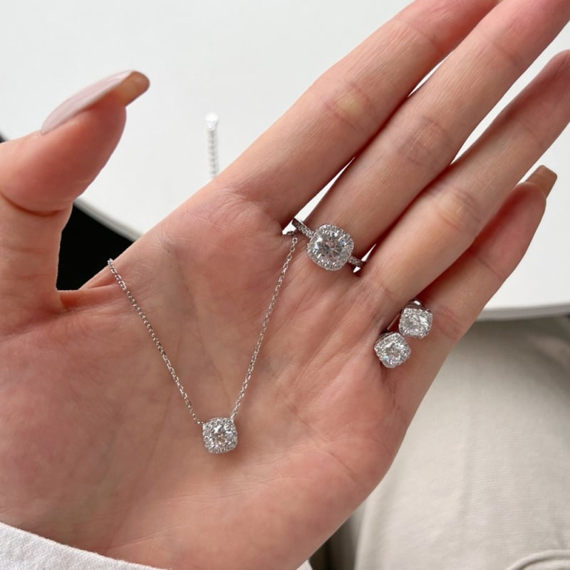 925 sudraba juvelieru komplekts: ģeometrisks rakurs, auskari un kaklarota ar ķēdi, elektroapstrāde, Shitalin