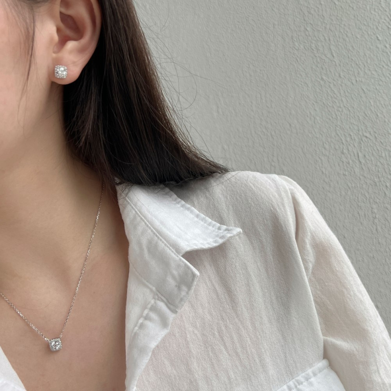 925 sudraba juvelieru komplekts: ģeometrisks rakurs, auskari un kaklarota ar ķēdi, elektroapstrāde, Shitalin