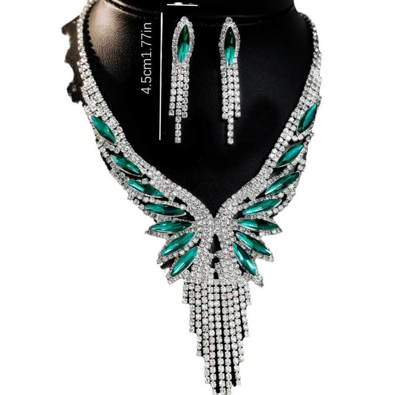 Set ogrlice i naušnica, srčanog stila, višestruki ključni lanac s Rhinestones