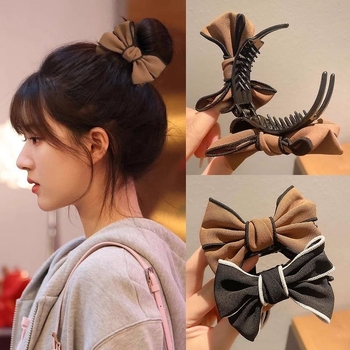 Clip de păr cu funda în model de fluture pentru coc și coadă de cal înalt — accesoriu pentru copii, clips în formă de rechin (Primăvara 2025)