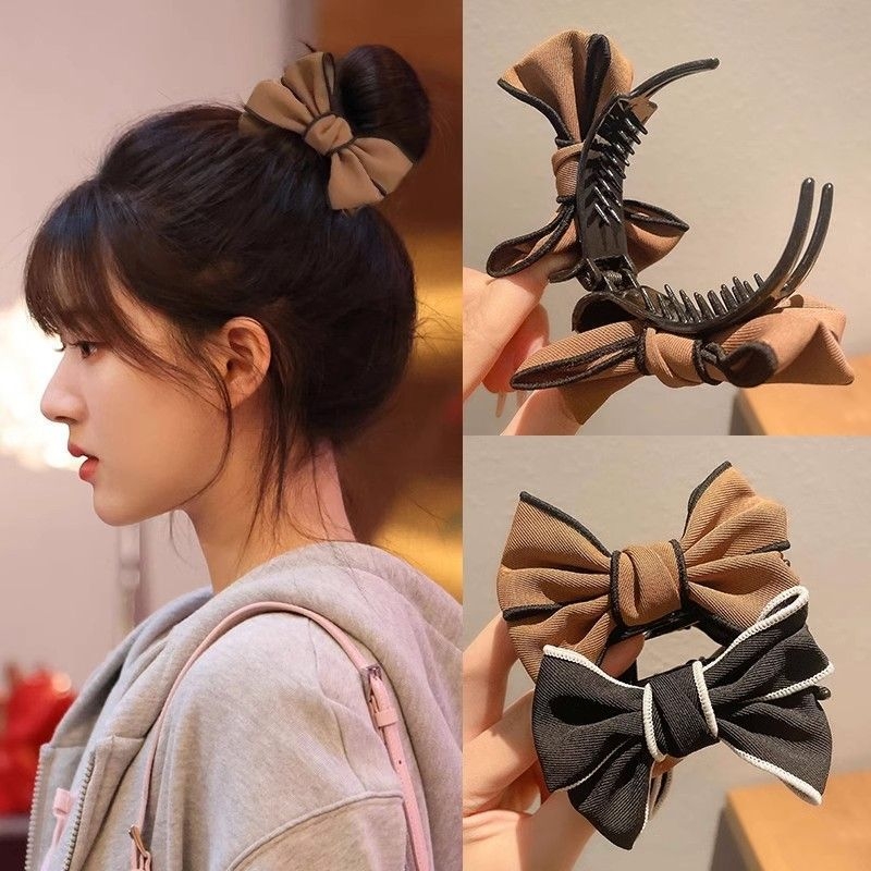Clip de păr cu funda în model de fluture pentru coc și coadă de cal înalt — accesoriu pentru copii, clips în formă de rechin (Primăvara 2025)