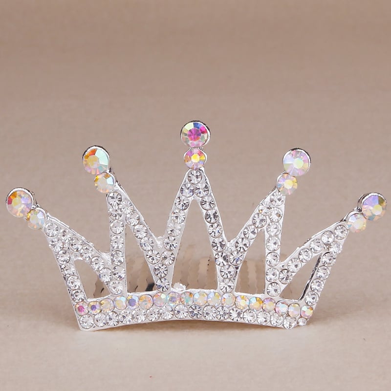 Gyerekeknek szóló hajkorona, ötvözetből, kristályokkal és gyémántfényű felülettel