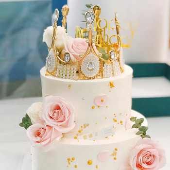 Ötvözetből készült csipkés korona fejfedő, Vintage stílus, Korona G02-1, elektroplattálás, Kristály