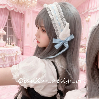 Bentiță pentru păr cu aripi de înger, lucrată manual, pentru copii — Model ceresc: stele, soare și lună, nori, univers