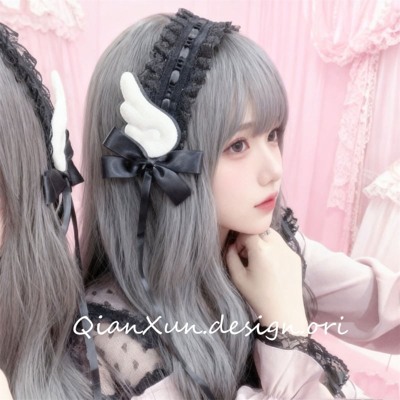 Bentiță pentru păr cu aripi de înger, lucrată manual, pentru copii — Model ceresc: stele, soare și lună, nori, univers