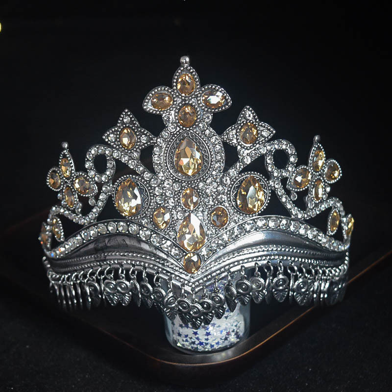 Kapa za glavu od cinkovog zliatka, vintage cvjetna kruna sa rhinestones kristalima, inspirirano ujgurskim etničkim plesom, boemski scenografski dodatak