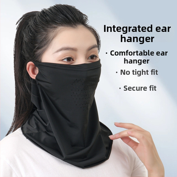 Αεράτη μάσκα λαιμού με UV προστασία και σκίαση, ύφασμα ice silk με ελαστάνη, για ποδηλασία, με δαχτυλίδι για το αυτί