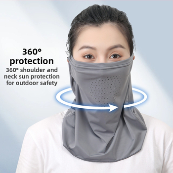 Αεράτη μάσκα λαιμού με UV προστασία και σκίαση, ύφασμα ice silk με ελαστάνη, για ποδηλασία, με δαχτυλίδι για το αυτί