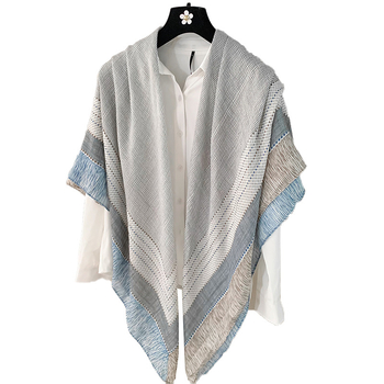 Cardigan-șal pentru femei, fibră de poliester, țesătură simplă, model în nuanțe coordonate, protecție împotriva razelor UV, siluetă prelungită