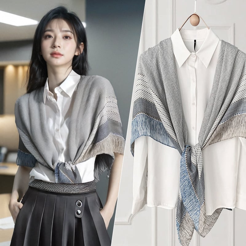 Cardigan-șal pentru femei, fibră de poliester, țesătură simplă, model în nuanțe coordonate, protecție împotriva razelor UV, siluetă prelungită