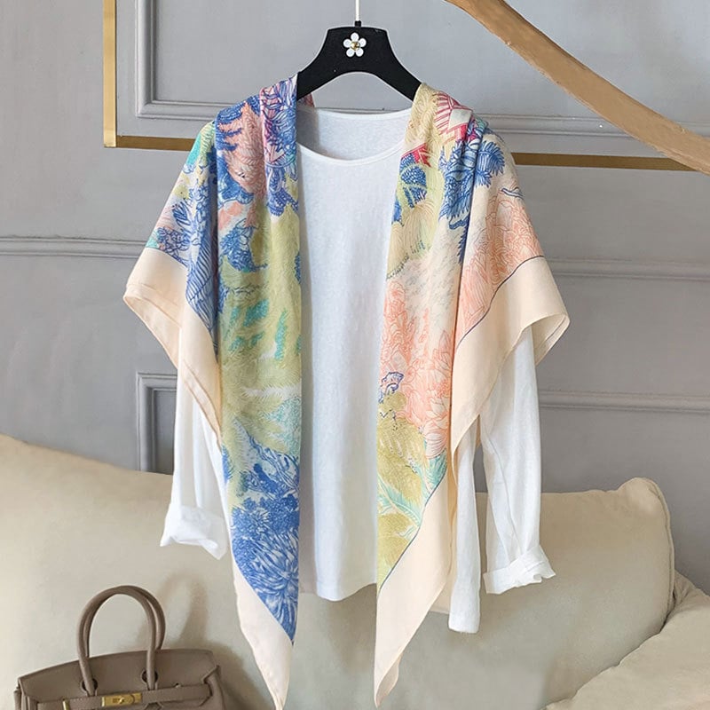 Cardigan-șal pentru femei, fibră de poliester, țesătură simplă, model în nuanțe coordonate, protecție împotriva razelor UV, siluetă prelungită