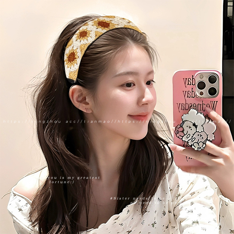 Κορδέλα μαλλιών για πλύσιμο προσώπου, γυναικείο γλυκό στυλ, υφαντό ύφασμα, προσαρμοστική