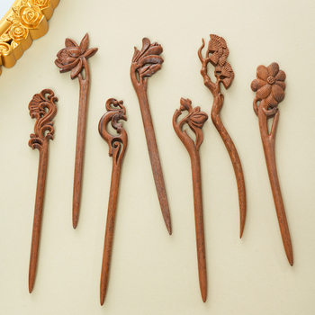 Puidust juukseklips, iidne Hiina stiil, peakatte aksessuaar, päritolu Jinhua Dongyang, sügis 2024