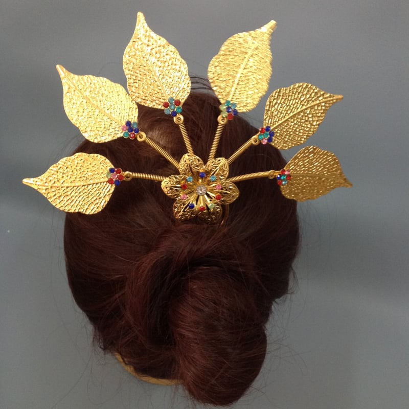 Accesoriu pentru cap – bază metalică, design floral, stil desene animate feminin, placare electrolitică